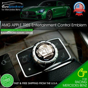 AMG 29mm Affalterbach Black Silver Multimedia Emblem Interior Control 3D Badge