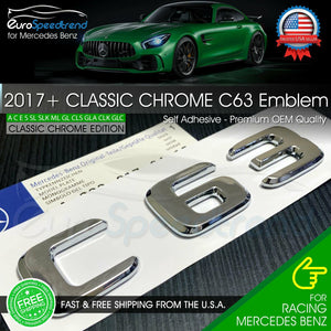 AMG C 63 Letter Chrome Emblem Trunk Rear Badge fit Mercedes Benz Logo 2017+ OEM