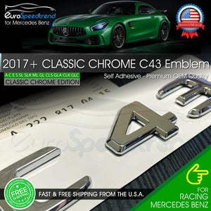 AMG C 43 Letter Emblem Chrome Trunk Rear Badge fit Mercedes Benz Logo 2017+ OEM