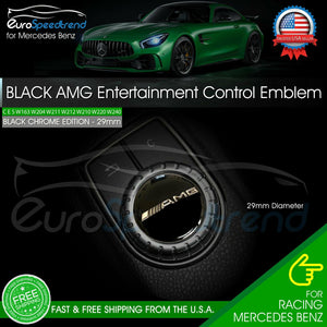29mm AMG Emblem Black Chrome Interior Multimedia Button Badge Mercedes Benz C E