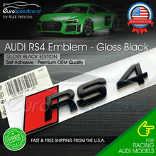 Load image into Gallery viewer, Audi RS4 Gloss Black Emblem 3D Badge Rear Trunk Tailgate fit Audi RS4 S4 A4 Logo
