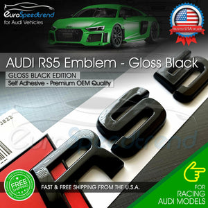 Audi RS5 Gloss Black Emblem 3D Badge Rear Trunk Tailgate for Audi RS5 S5 Logo A5