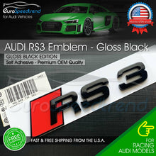 Load image into Gallery viewer, Audi RS3 Gloss Black Emblem 3D Badge Rear Trunk Tailgate for Audi RS3 S3 Logo A3
