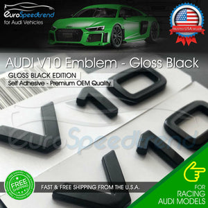 Audi V10 Emblem Gloss Black OEM Side Fender Badge A4 A5 A6 A7 S6 Q3 Q5 Q7 TT 2x