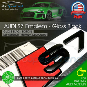 Audi S7 Emblem Gloss Black 3D Rear Trunk Lid Badge OEM S Line Logo Nameplate A7