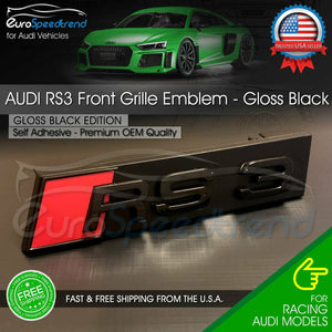 Audi RS3 Front Grill Emblem Gloss Black for RS3 A S3 Hood Grille Badge Nameplate