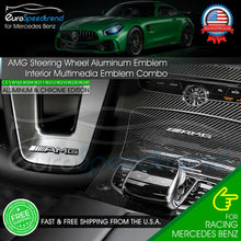 Load image into Gallery viewer, AMG Interior Emblem Multimedia Steering Wheel Combo Badge Mercedes Benz Chrome
