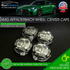 4 Wheel Center Caps AMG Affalterbach Emblem 75MM Mercedes Benz Wreath Rim OEM