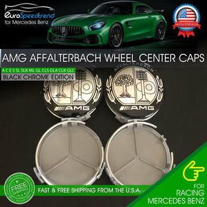 4 Wheel Center Caps AMG Affalterbach Emblem 75MM Mercedes Benz Wreath Rim OEM