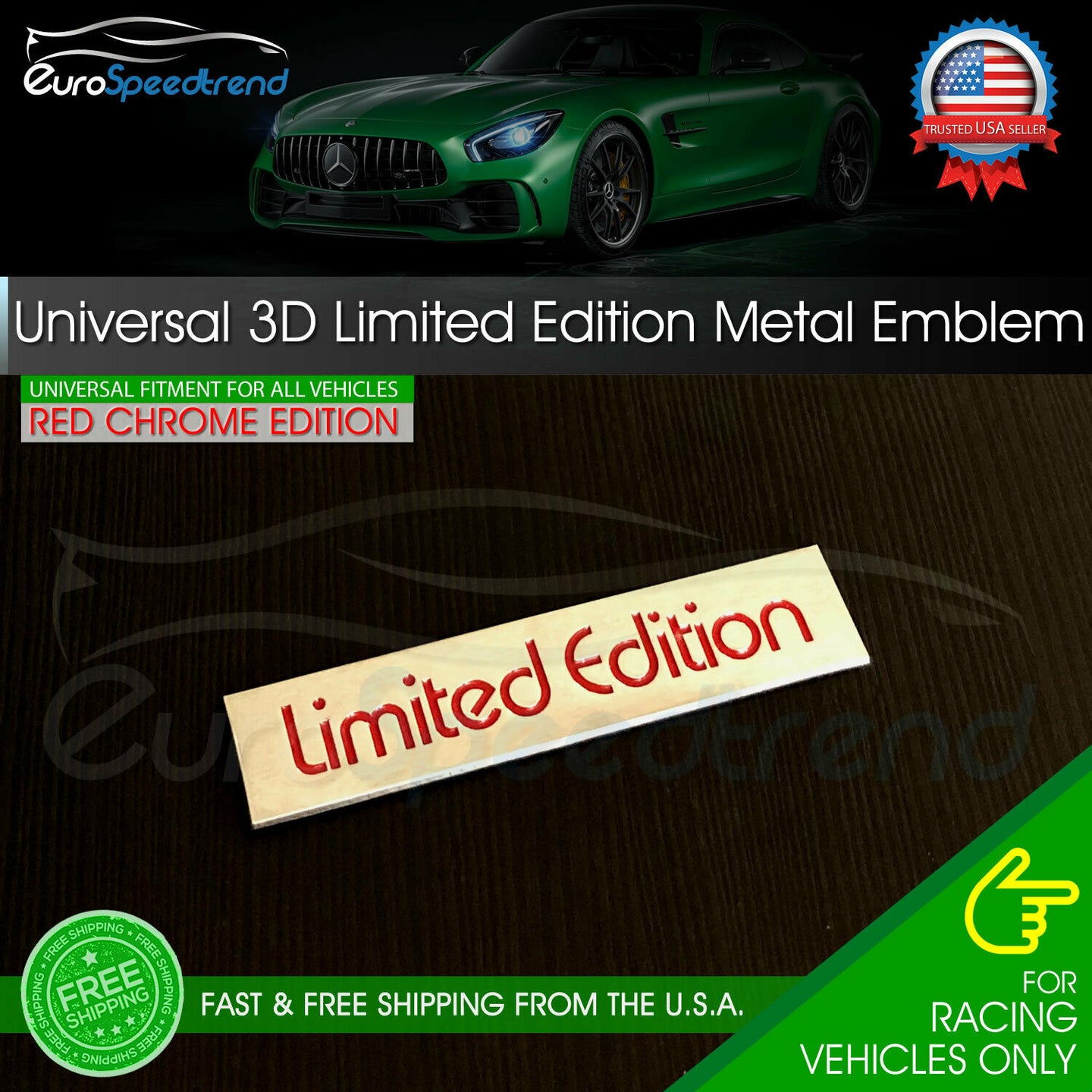 Limited Edition Emblem Red Chrome 3D Universal Racing Car Truck Pickup SUV Badge