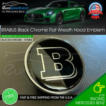 Load image into Gallery viewer, Brabus Front Hood Black Emblem Flat Laurel Wreath Badge AMG Mercedes Benz 57mm
