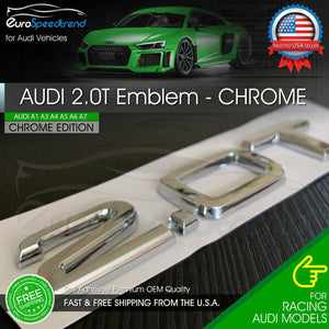 2.0T Emblem Chrome 3D Badge Trunk for Audi Nameplate OEM Compact S Line A4