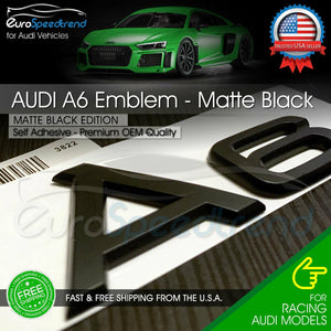 Audi A6 Matte Black Emblem 3D Rear Trunk Lid Badge OEM S Line Logo Nameplate