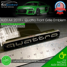 Load image into Gallery viewer, Audi A4 Quattro Emblem Front Grill Black Chrome S4 B9 Grille Badge 2019 + OEM
