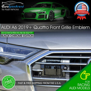 Audi A6 Quattro Emblem Front Grill Black Chrome S6 C8 Grille Badge 2018 + OEM