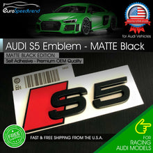 Load image into Gallery viewer, Audi S5 Matte Black Emblem 3D Badge Rear Trunk Lid Audi S Line Logo A5 S5 OEM
