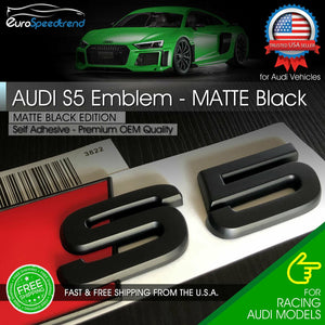 Audi S5 Matte Black Emblem 3D Badge Rear Trunk Lid Audi S Line Logo A5 S5 OEM