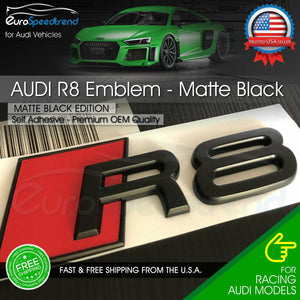 Audi R8 Matte Black Emblem 3D Badge Rear Trunk Lid for Audi S Line Logo OEM