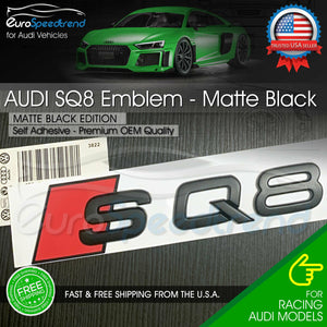 Audi SQ8 Matte Black Emblem Trunk Logo 3D Badge Rear Tailgate OEM Nameplate Q8