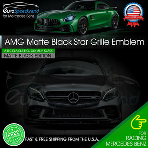 AMG Front Matte Black Star Emblem Cover Grille Badge Mercedes Benz A B C E GL ML