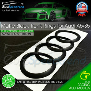 Audi S5 Concave Rings Matte Black A5 RS5 Rear Sportback Trunk Emblem Curve Badge