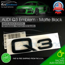 Load image into Gallery viewer, Audi Matte Black Q3 Rear Emblem 3D Trunk Lid Badge OEM S Line Logo Nameplate SQ3
