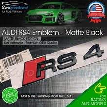 Load image into Gallery viewer, Audi RS4 Matte Black Emblem Rear Trunk Tailgate 3D Badge Audi RS4 S4 A4 Logo OEM
