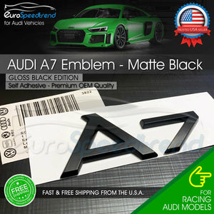 Audi A7 Matte Black Emblem Rear Trunk Lid 3D Badge OEM S Line Logo Nameplate