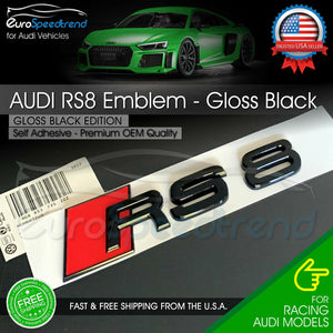 Audi RS8 Gloss Black Emblem 3D Badge Rear Trunk Tailgate for Audi RS8 S8 Logo A8
