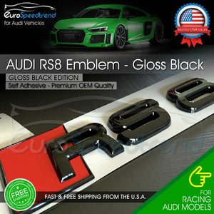 Audi RS8 Gloss Black Emblem 3D Badge Rear Trunk Tailgate for Audi RS8 S8 Logo A8