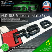 Load image into Gallery viewer, Audi RS8 Matte Black Emblem Rear Trunk Tailgate 3D Badge fit Audi RS8 S8 Logo A8
