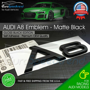 Audi A8 Matte Black Emblem 3D Rear Trunk Lid Badge OEM S Line Logo Nameplate S8