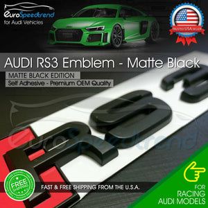 Audi RS3 Matte Black Emblem 3D Badge Rear Trunk Tailgate for Audi RS3 S3 Logo A3
