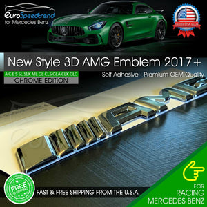 AMG Chrome Emblem Trunk OEM 3D Rear Lid Badge Mercedes Benz A C E G S SLK 2017+