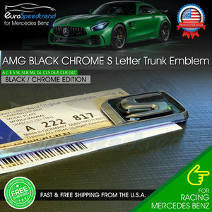 AMG S Letter Trunk Emblem Black Chrome OEM 3D Badge 2017 2020 C63S E63 C43 Benz