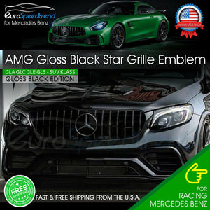 AMG Gloss Black Front Emblem Star Mercedes Sport Badge Cover GLC GLA GLE GLS SUV