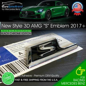 AMG S Emblem Black Chrome Benz 3D OEM Trunk Badge C63S E63S G63S S63S 2017 2020