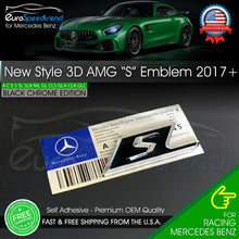 Load image into Gallery viewer, AMG S Emblem Black Chrome Benz 3D OEM Trunk Badge C63S E63S G63S S63S 2017 2020
