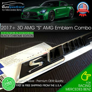 S AMG Emblem Gloss Black Chrome Mercedes Benz OEM 2017 Trunk Badge C63S E63S G63