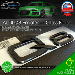 Audi Q8 Gloss Black Emblem Rear Trunk Lid 3D Badge OEM S Line Logo Nameplate SQ8