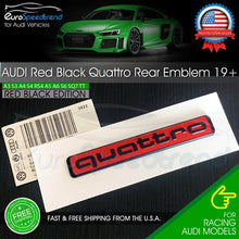 Load image into Gallery viewer, Audi Quattro Emblem Red Black Rear Liftgate Trunk Badge OEM A3 A4 A5 A6 Q5 2019+
