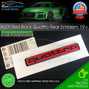 Audi Quattro Emblem Red Black Rear Liftgate Trunk Badge OEM A3 A4 A5 A6 Q5 2019+