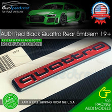 Load image into Gallery viewer, Audi Quattro Emblem Red Black Rear Liftgate Trunk Badge OEM A3 A4 A5 A6 Q5 2019+
