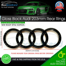 Load image into Gallery viewer, AUDI Rear Rings Gloss Black 203mm Trunk Lid Emblem Badge Logo A4 S4 A5 S6 A6 Q5
