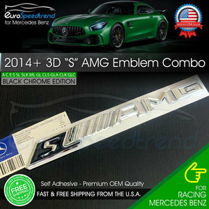 S Letter AMG Emblem Combo Chrome Mercedes Benz OEM 2014-16 Trunk Badge C63S E63S