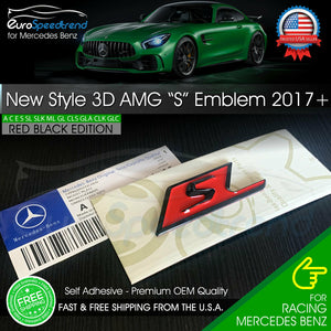 S AMG Emblem Red Black OEM Trunk Badge Mercedes Benz C63S E63S G63S S63S 2017