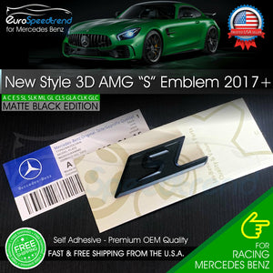 S AMG Emblem Matte Black OEM Trunk Badge Mercedes Benz C63S E63S G63S S63S 2017