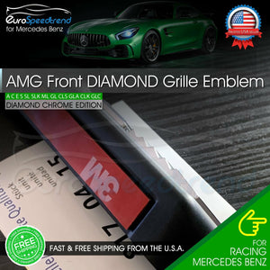 AMG Front Diamond Grille Emblem Mercedes Benz Radiator Chrome Badge C43 E43 OEM