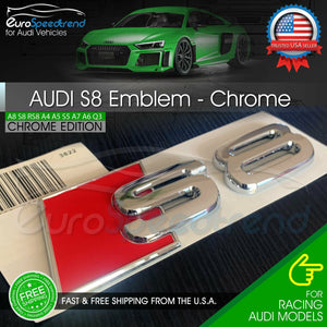 Audi S8 Emblem Chrome 3D Badge Rear Trunk Lid for S Line OEM Logo Nameplate A8