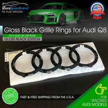 Load image into Gallery viewer, Audi Q8 Front Grille Rings Emblem Gloss Black Logo Badge OEM SQ8 2019 - 2023
